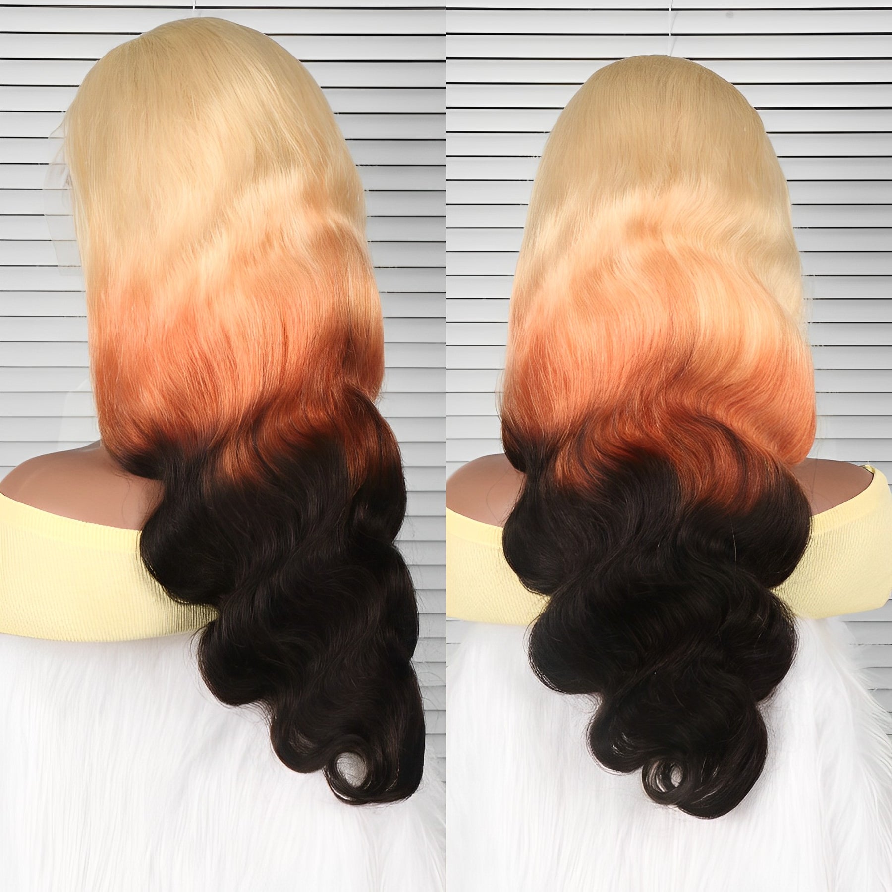 Gluna Hair Blond Brown Black Ombre 3 Tone Shades Human Hair Lace Wigs Natural Hairline