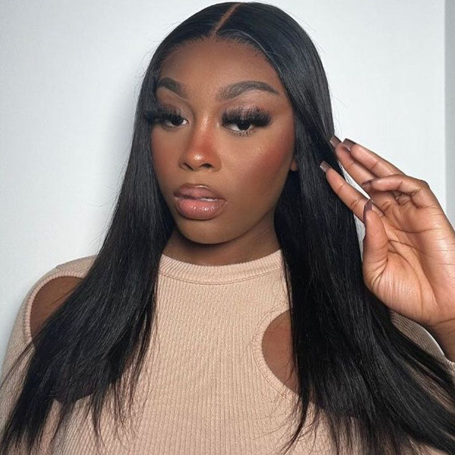 Gluna Hair Straight Human Hair Wigs 2x6 /7x7 HD Lace Closure Middle Parting Wigs Natural Color