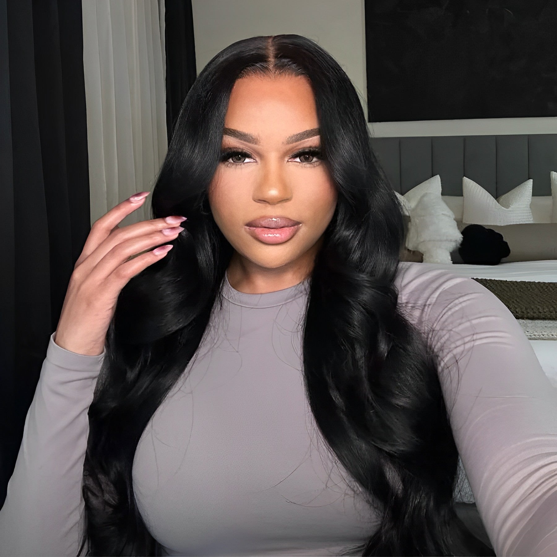 Gluna Hair body wave Human Hair Wigs 2x6/7x7 HD Lace Closure Middle Parting Wigs Natural Color