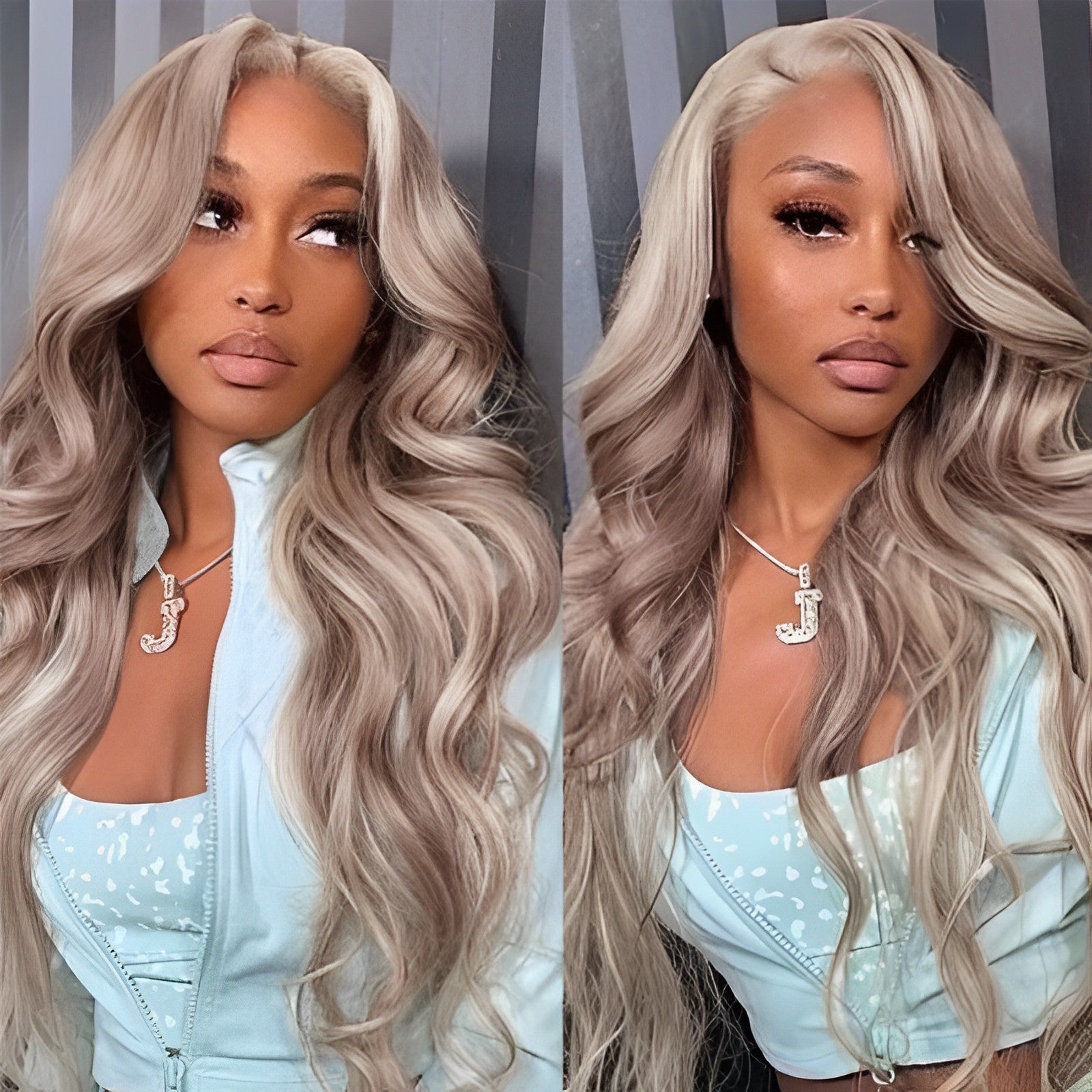 Gluna Hair Blonde Highlight 18/613 Clored Straight Lace Front Human Hair Wigs