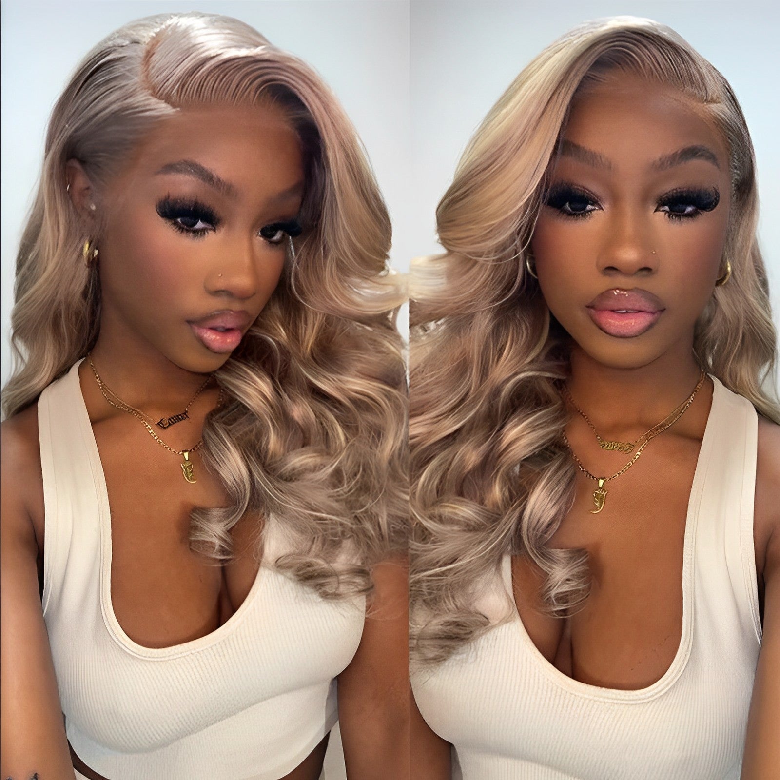 Gluna Hair Blonde Highlight 18/613 Clored Straight Lace Front Human Hair Wigs