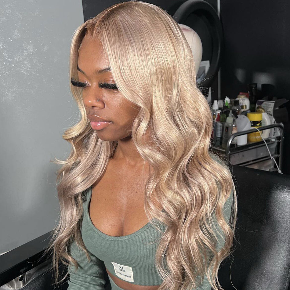 Gluna Hair New Arrival Ombre Ash Blonde Dark Root Color Body Wave Human Wavy Wig