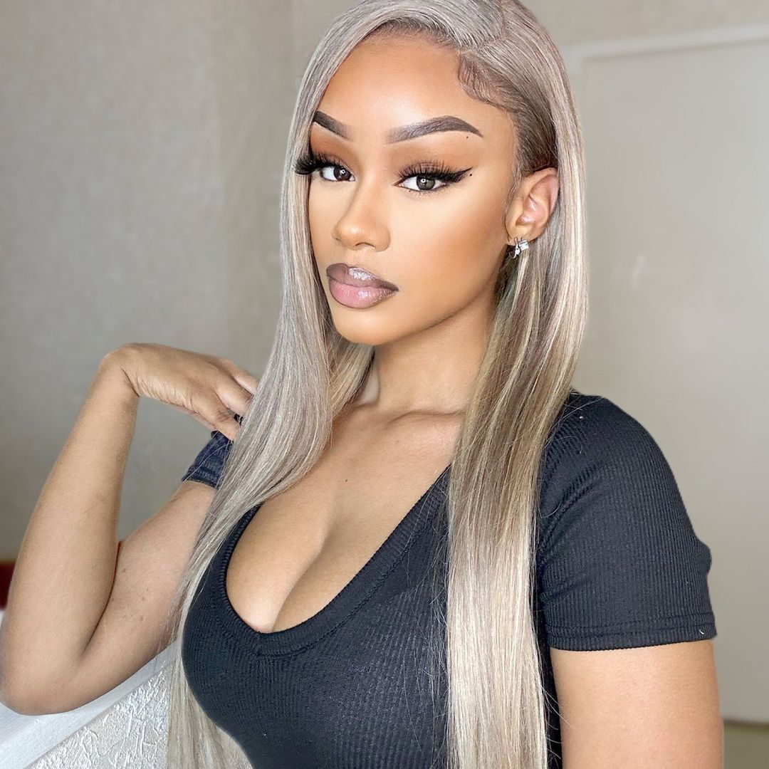 Gluna Hair Blonde Highlight 18/613 Clored Straight Lace Front Human Hair Wigs