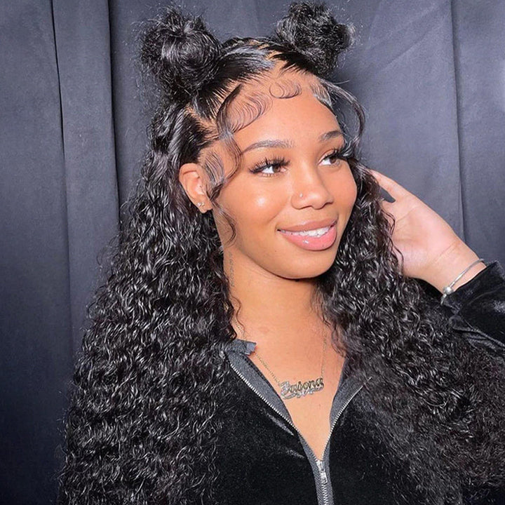 Free Shipping Gluna Hair Water Wave Virgin Hair Full Lace Wig 150% Density Unprocessed Human Hair 1Piece Natural Black