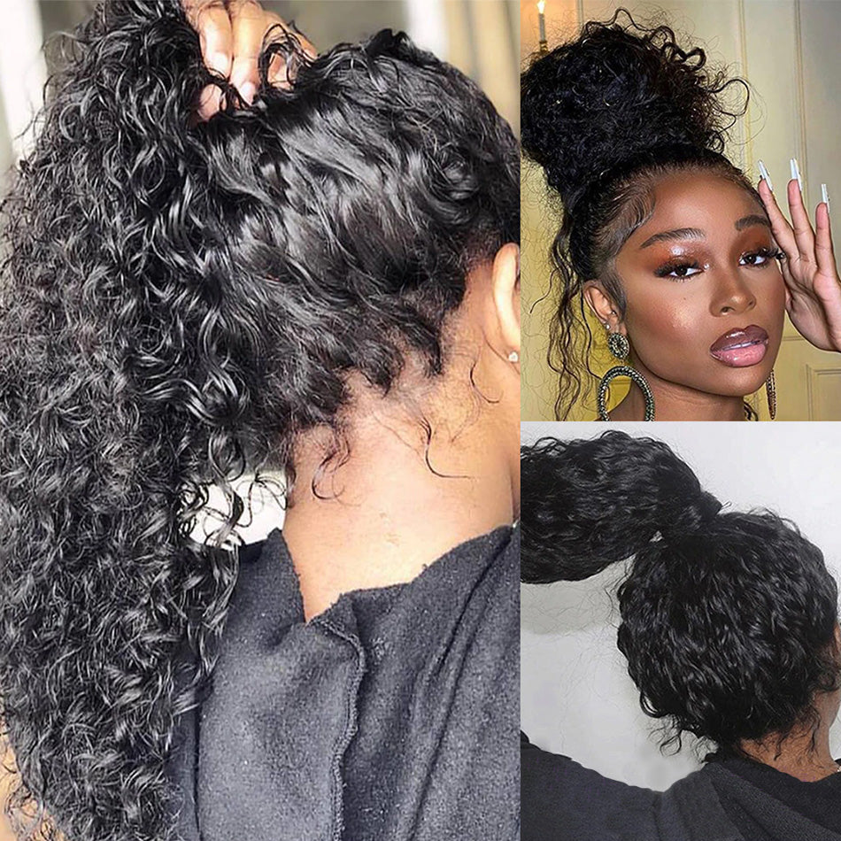 Free Shipping Gluna Hair Water Wave Virgin Hair Full Lace Wig 150% Density Unprocessed Human Hair 1Piece Natural Black