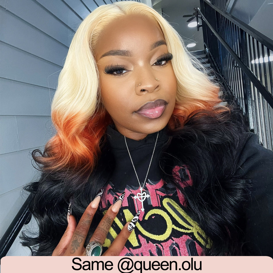 Gluna Hair Blond Brown Black Ombre 3 Tone Shades Human Hair Lace Wigs Natural Hairline