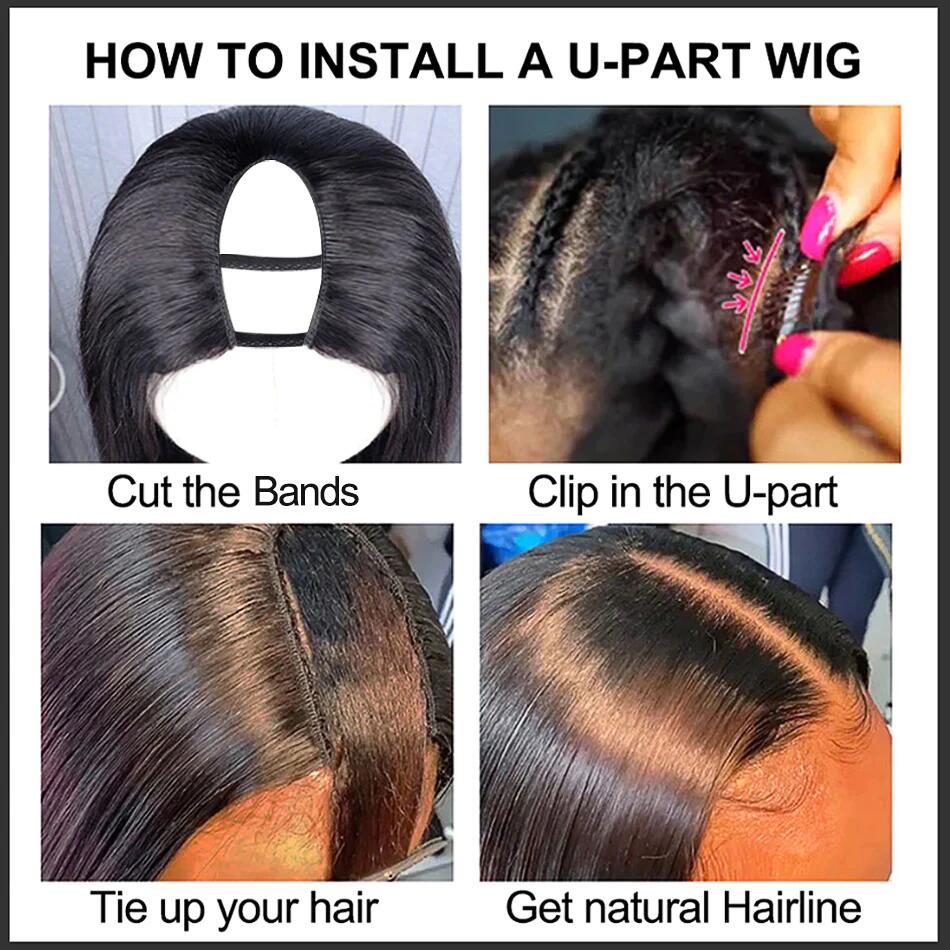 Gluna Hair  V Part/U Part Breathable Machine Wig Water Wave Middle Part Unprocessed Human Vigin Hair Natural Hairline