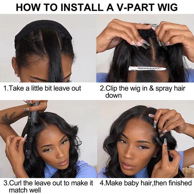 Gluna Hair  V Part/U Part Breathable Machine Wig Water Wave Middle Part Unprocessed Human Vigin Hair Natural Hairline