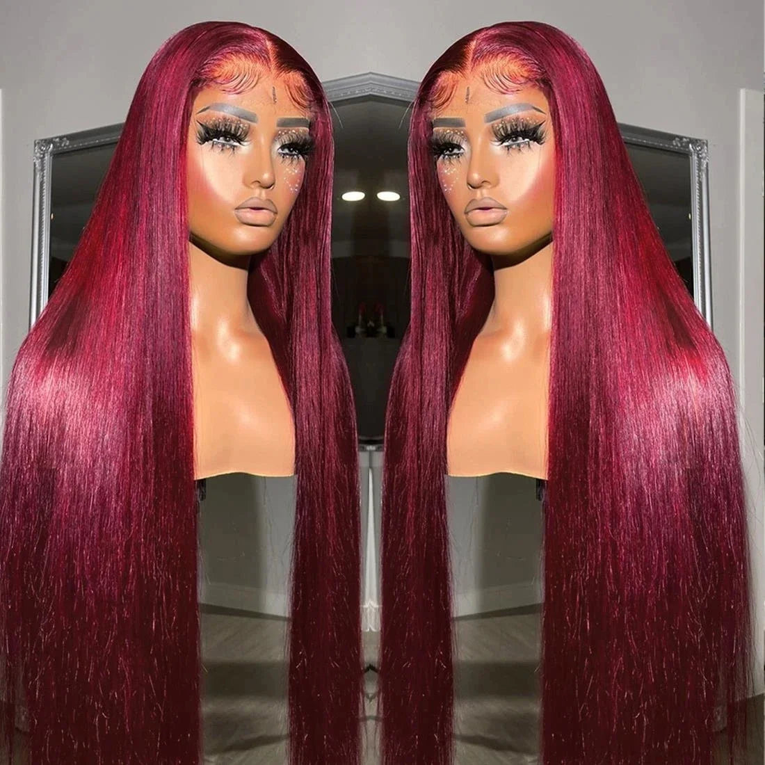 Gluna Burgundy Color 13×4 / 13x6 HD Lace Frontal Wig Straight  Human Virgin Hair
