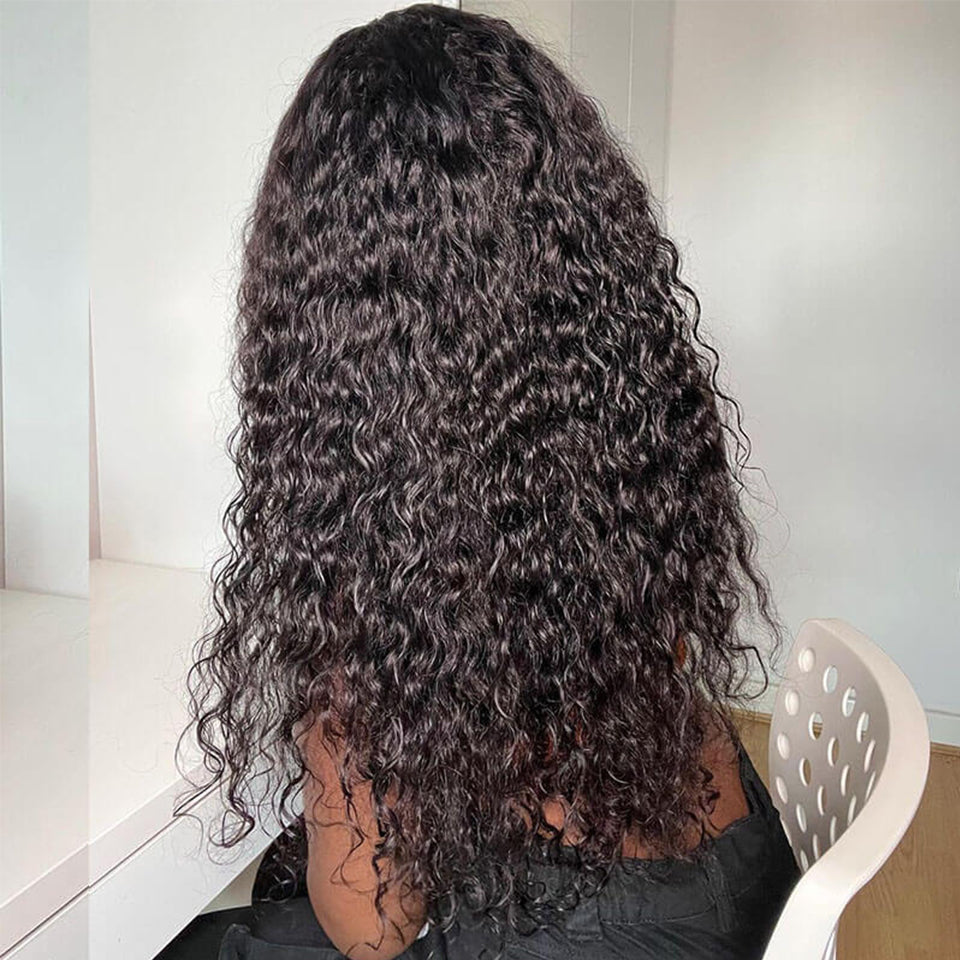 Gluna Hair  V Part/U Part Breathable Machine Wig Water Wave Middle Part Unprocessed Human Vigin Hair Natural Hairline