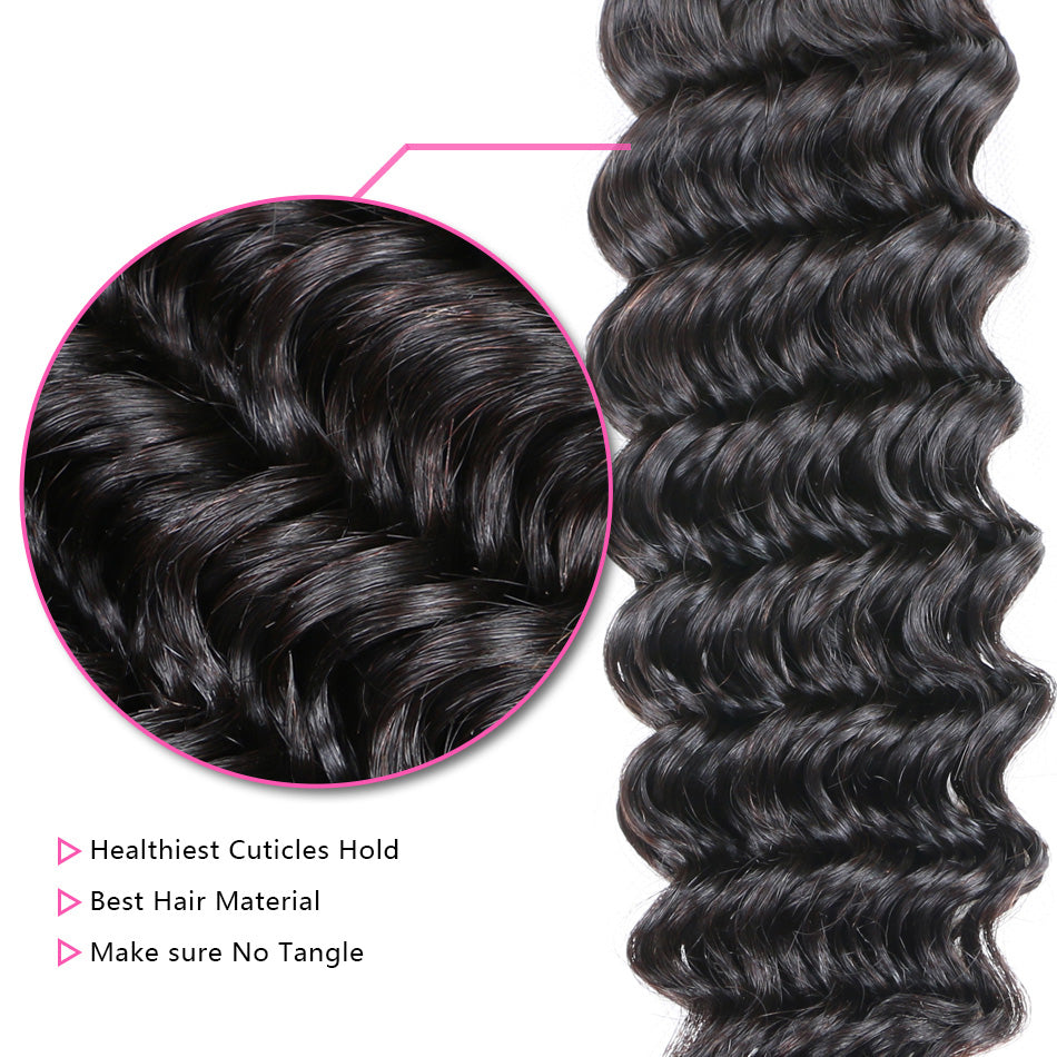 Gluna Hair Deep Curly Hot 8A/10A 1 Bundle 100% Virgin Human Hair Extension Weave Natural Color Hair Weft