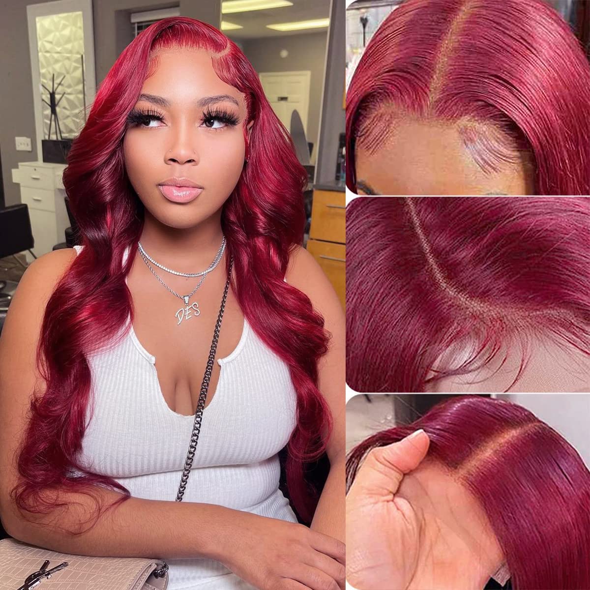Gluna 4×4 5x5 Lace Closure Wig Burgundy Color Body Wave Human Virgin Hair Pre Plucked With Natural Baby Hair