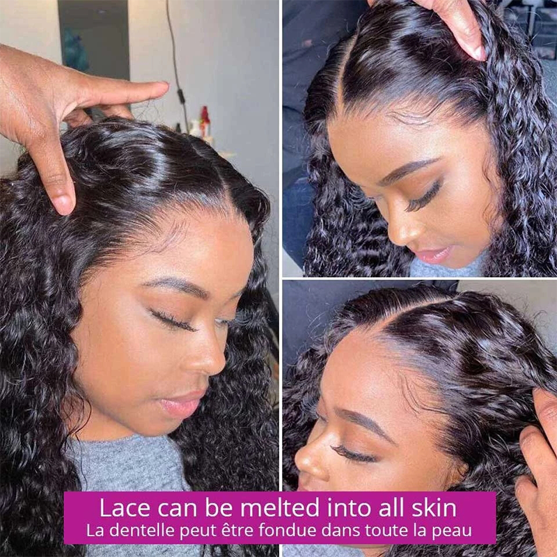 Gluna 13x4 HD Lace Frontal Wigs Water Wave Human Hair Healthy Virgin Hair Pre Plucked With Natural Baby Hair For Women