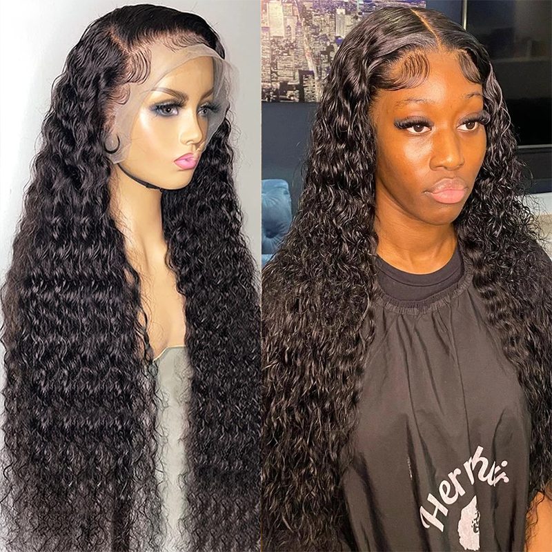 Gluna 13x4 HD Lace Frontal Wigs Water Wave Human Hair Healthy Virgin Hair Pre Plucked With Natural Baby Hair For Women