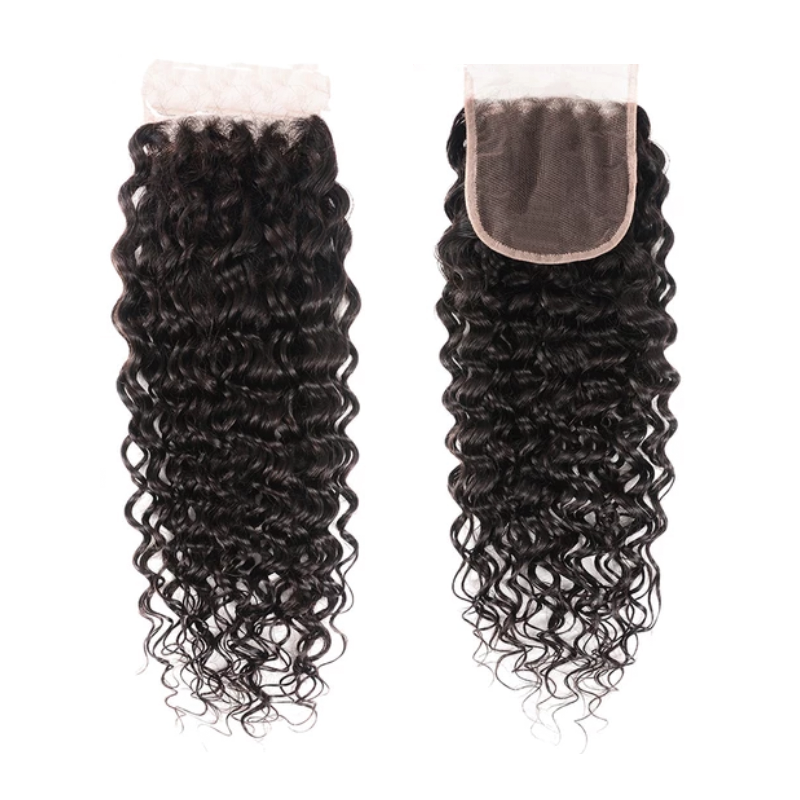 Gluna Hair Brazilian Water Wave Deep Partig 5x5 Lace Closure Free Part Middle Part Virgin Human Hair Lace Closures