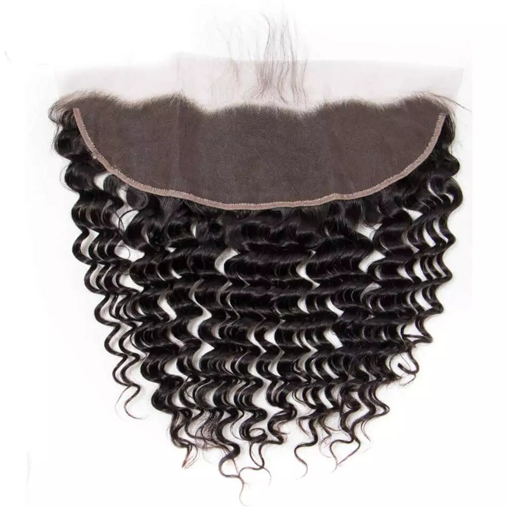 Gluna Brazilian Deep Wave Lace Frontal 13×4 13x6 Free Part Natural Color 100% Virgin Human Hair
