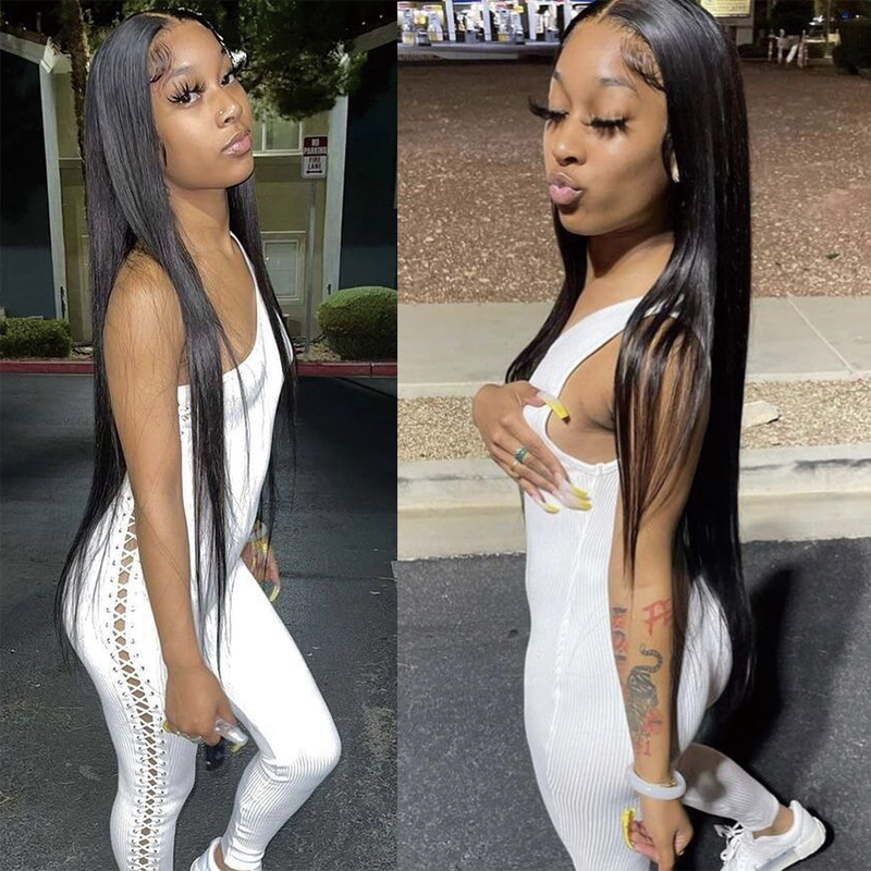 Gluna 13x4 HD Lace Frontal Wigs Silk Straight Human Hair Healthy Virgin Hair Pre Plucked With Natural Baby Hair For Women