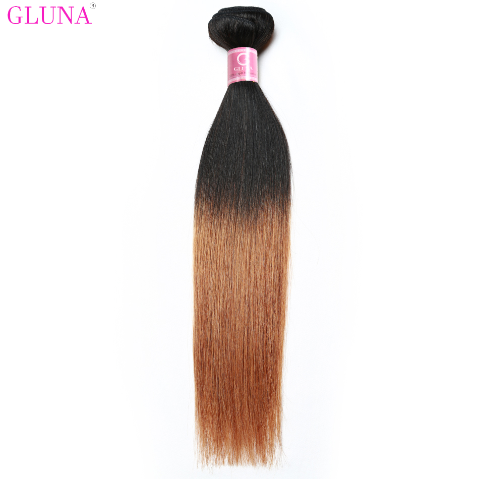 Gluna Hair 8A Grade Ombre Hair Brazilian Straight Hair Bundles Black Roots Hair Weave 1Bundle (1B/30)