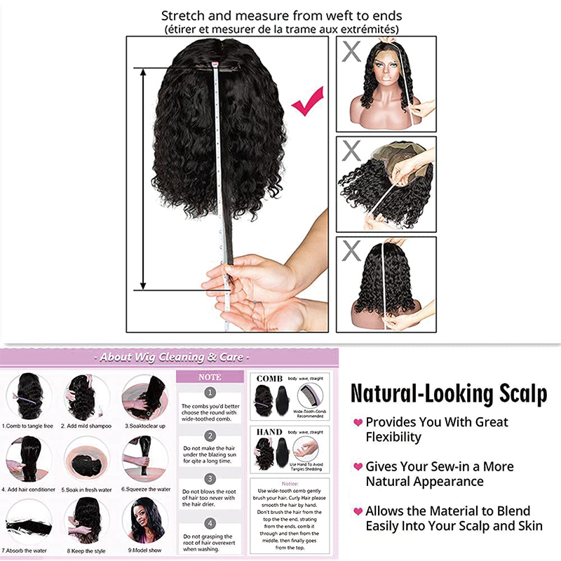 T Part 13x4x1 Water Wave Lace Front Wigs for Black Women, T Shape Middle Part 13x4x1 Lace Frontal Wigs 150 Density Brazilian Virgin Unprocessed Human Hair Wet and Wavy Natural Color