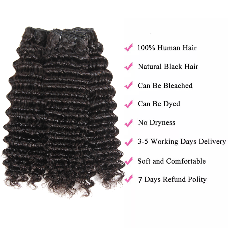 Gluna Hair Brazilian Deep Wave Hot 8A/10A Bundles Natural Color Deep Wave 100% Human Hair Bundles Brazilian Hair Weave Bundles