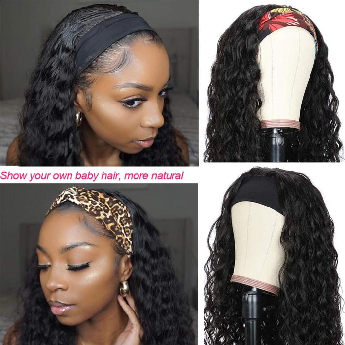 Gluna Hair Water Wave Headband Wig Virgin Human Hair Wigs For Black Women