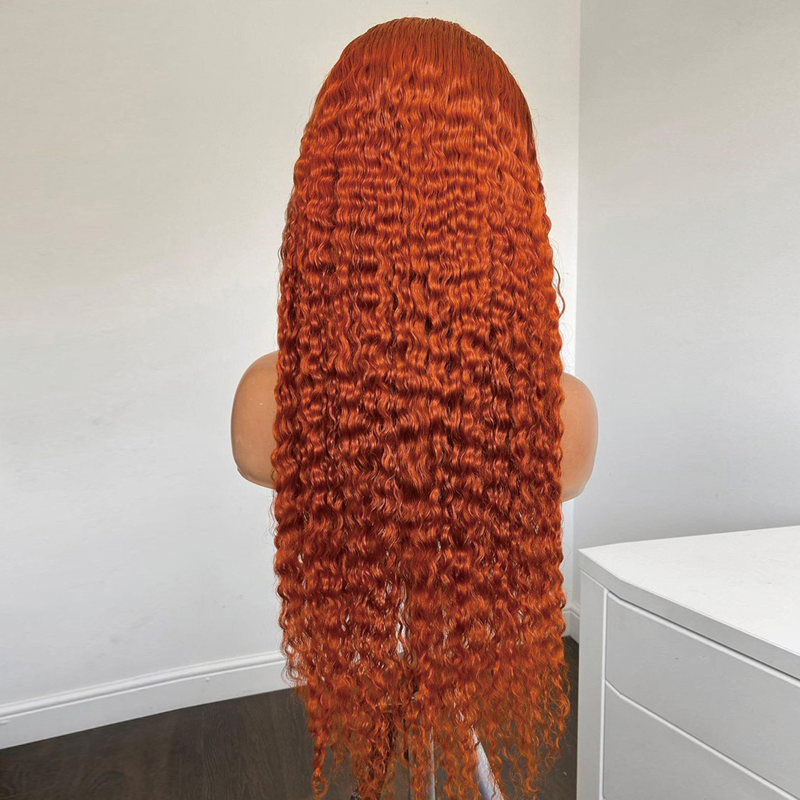 Gluna Deep Curly Ginger Orange Color Lace Front Human Hair Wigs 13x6 13x4 Lace Front Wig Brazilian Virgin Hair Pre Plucked For Women