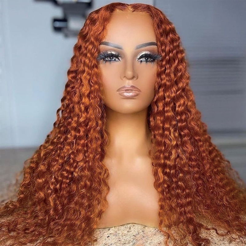 Gluna Deep Curly Ginger Orange Color Lace Front Human Hair Wigs 13x6 13x4 Lace Front Wig Brazilian Virgin Hair Pre Plucked For Women