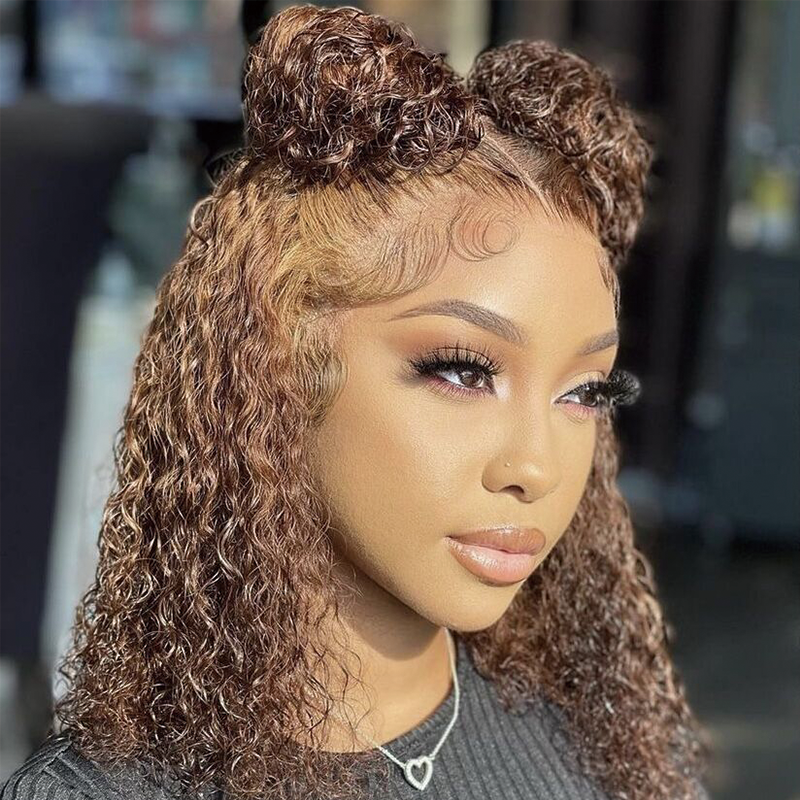 Gluna Water Wave Short Hair 4/27 Highlight Color Lace Frontal/Closure Bob Wig Unprocessed Healthy Virgin Human Hair