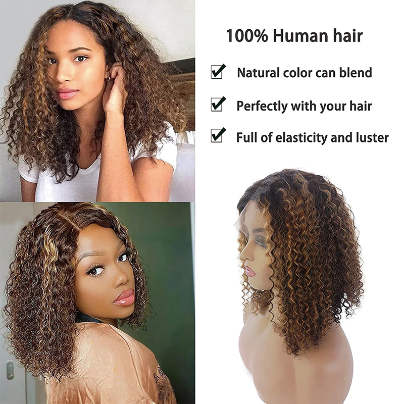 Gluna Water Wave Short Hair 4/27 Highlight Color Lace Frontal/Closure Bob Wig Unprocessed Healthy Virgin Human Hair