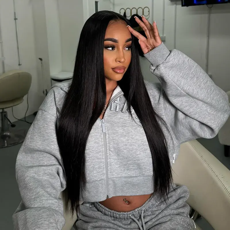 Gluna Silky Straight 13*4 HD Undetectable Lace Frontal Wig Virgin Human Hair Natural Black