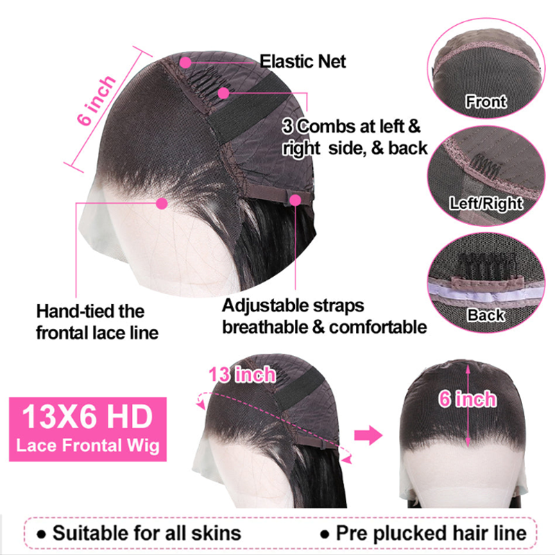 Gluna Natural Black Color 13×4 / 13x6 HD Lace Frontal Wig Straight Human Virgin Hair