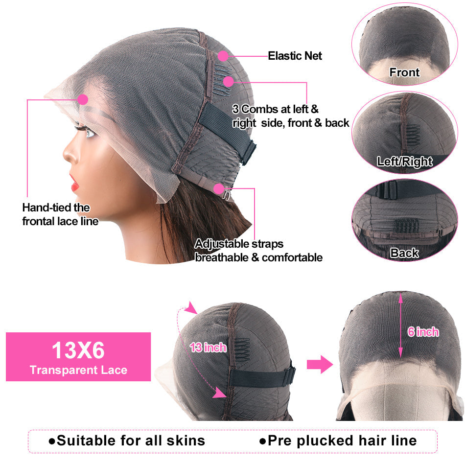 Gluna  Lace Frontal Wig Body Wave 1B/30 Highlight Color Human Virgin Hair Pre Plucked With Natural Baby Hair