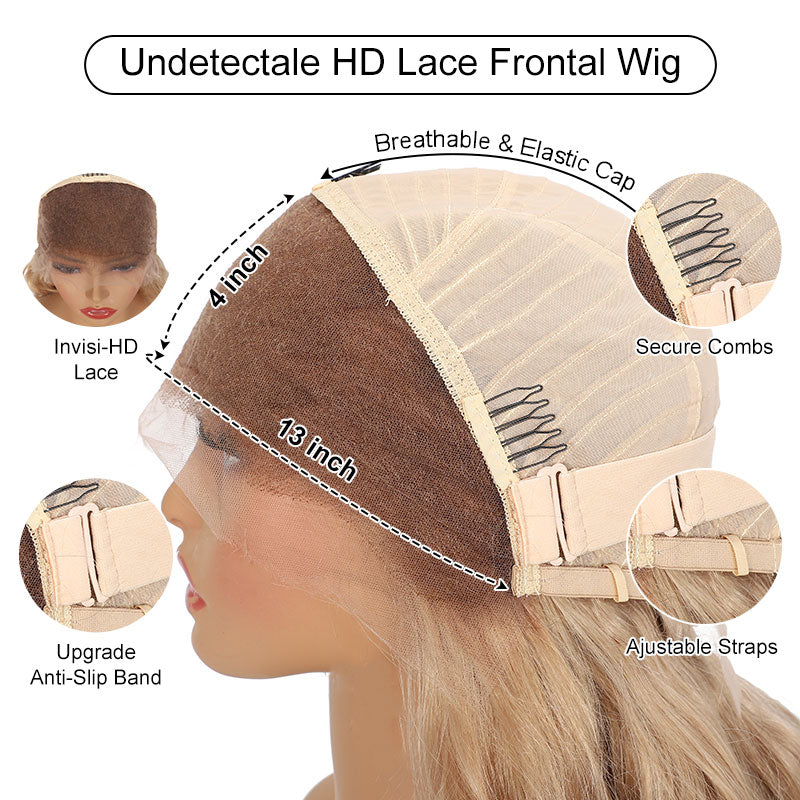 Gluna  Body Wave Light Grey Gold Highlight Colored 13×4/13X6 Lace Front Human Hair Wigs