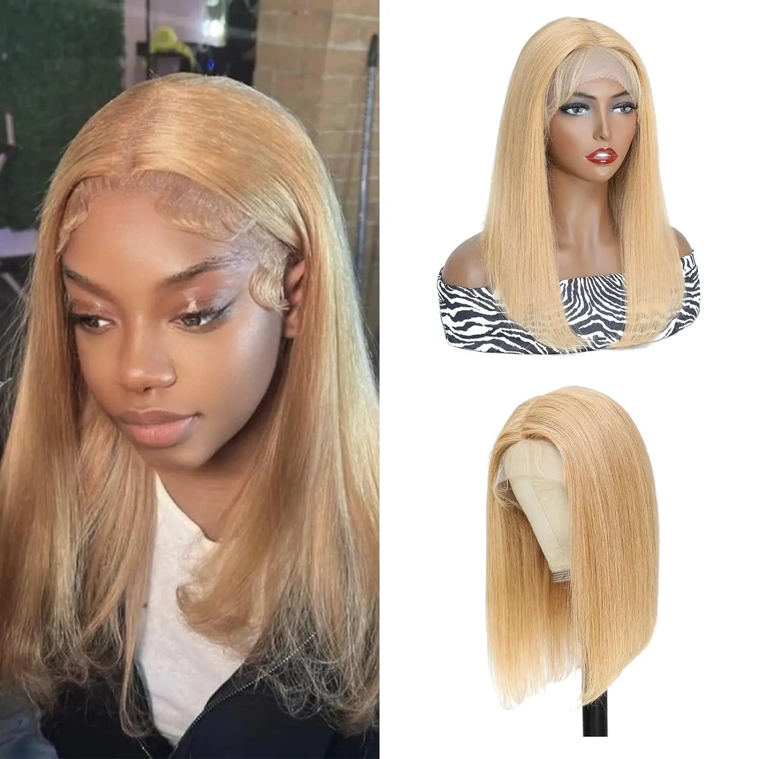 Gluna Hair Short Bob Wigs 27# Color Straight Human Hair 13x4 Lace Frontal 5x5 4x4 Lace Closure Bob Wigs For Black Women Brazilian Virgin Hair with Baby Hair Pre Plucked
