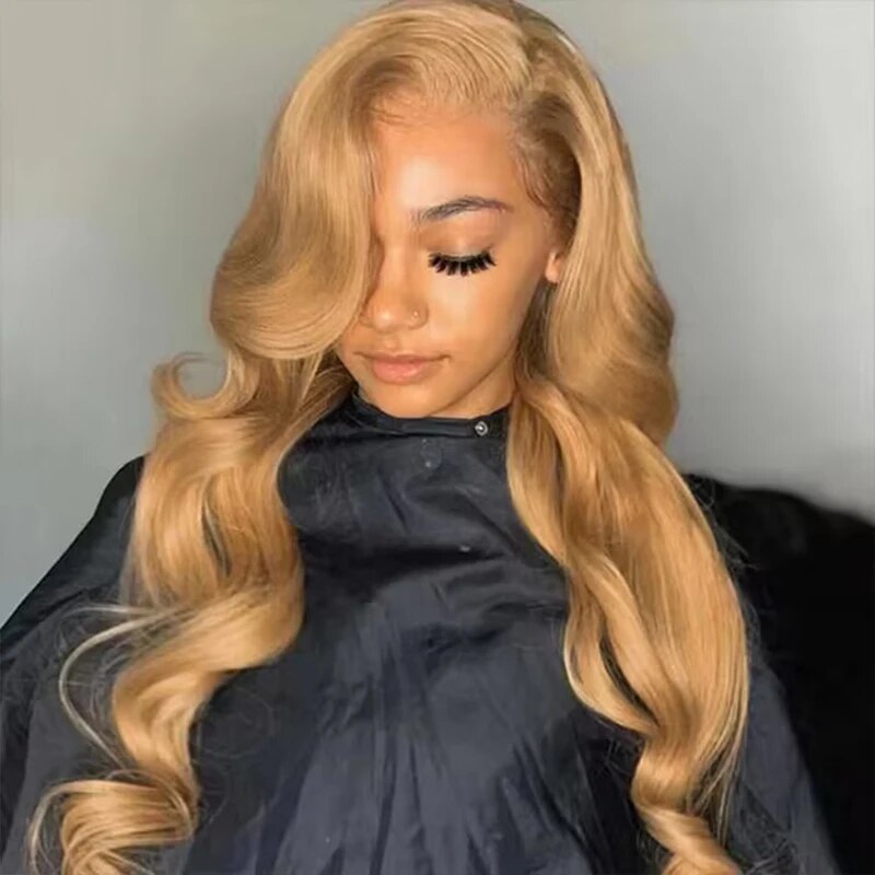 Gluna Honey Blonde #27 Color Body Wave 13x6 13x4 Lace Frontal/Closure Wig Human Virgin Hair Wig