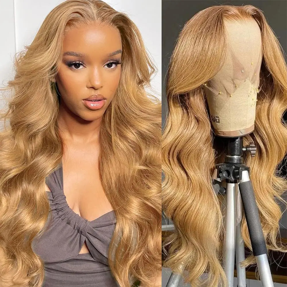 Gluna Honey Blonde #27 Color Body Wave 13x6 13x4 Lace Frontal/Closure Wig Human Virgin Hair Wig