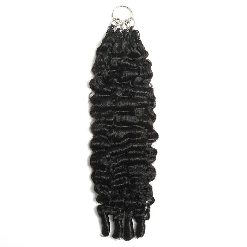 Burmese Curly Human Crochet hair Knotless Pre-Separated Feather Crochet Hair Extensions 100% Human Hair Natural Color