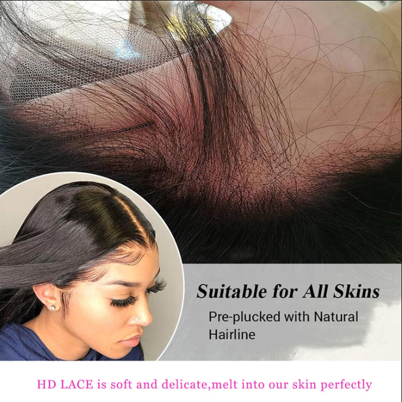 Gluna Natural Black 13x4 HD  Lace Frontal Kinky Straight Virgin Hair Unprocessed Human Hair for women