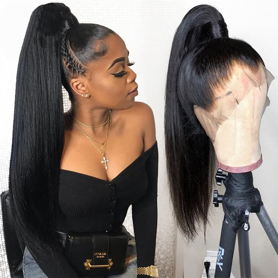 Free Shipping Gluna Hair Straight 360 Lace Frontal Wig Unprocessed Human Virgin Hair 1Piece Natural Black