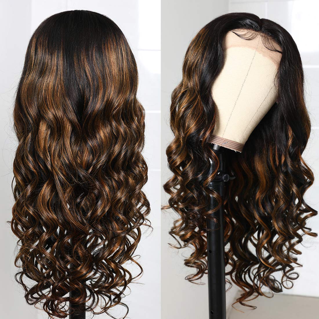 Gluna  Lace Frontal Wig Body Wave 1B/30 Highlight Color Human Virgin Hair Pre Plucked With Natural Baby Hair
