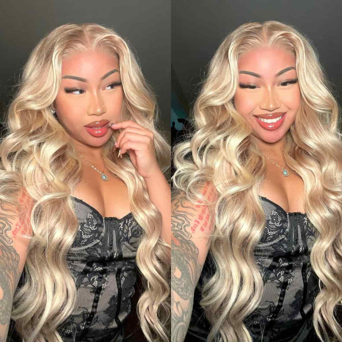 Gluna Hair Exclusive Original Blonde Highlight 10/613 Colored Lace Front Human Hair Wigs
