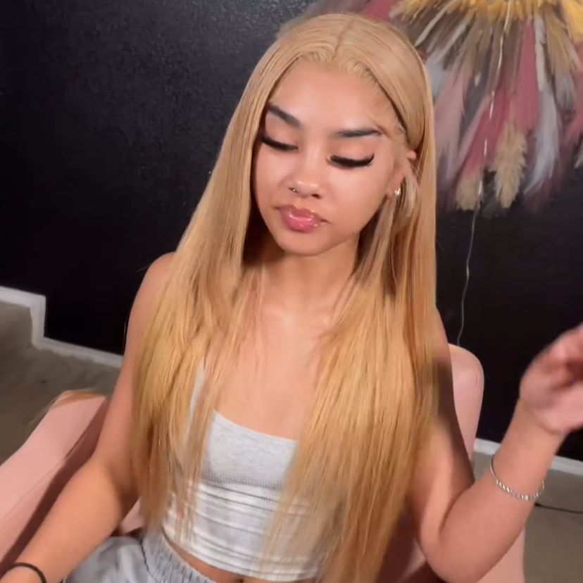 Gluna Honey Blonde #27 Color Straight 13x6 13x4 Lace Frontal Wig Human Virgin Hair Wig