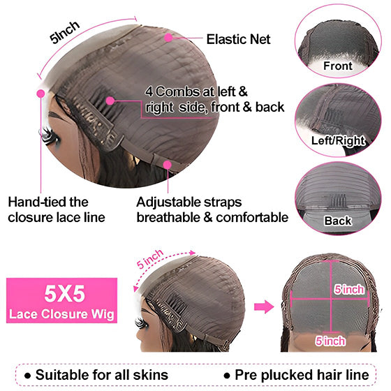 Gluna Glueless Breathable Open Cap Air Wig 4x4/5x5  Loose Wave Lace Closure Wigs  Human Virgin Hair Pre Plucked With Natural Baby Hair