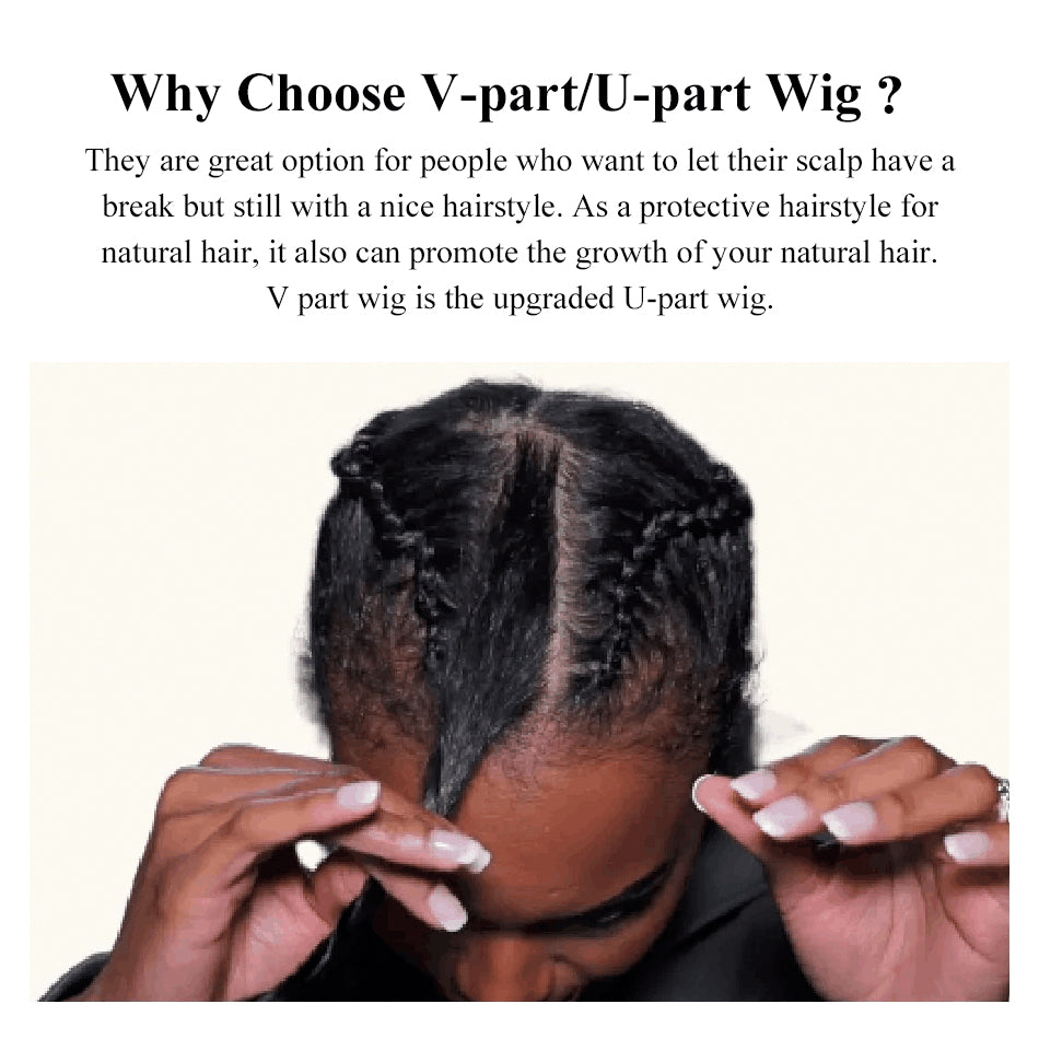 Gluna Hair V Part/U Part Breathable Machine Wig Body Wave Virgin Hair Middle Part Unprocessed Human Hair 1Piece Natural Black