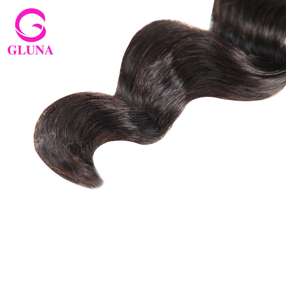 Gluna Brazilian Loose Wave 7A/Hot 8A/10A/Double Drawn 1Bundles Extension 100% Human Hair  Bundles Virgin Human Hair Weave 1 Piece 8-38inch Natural Color