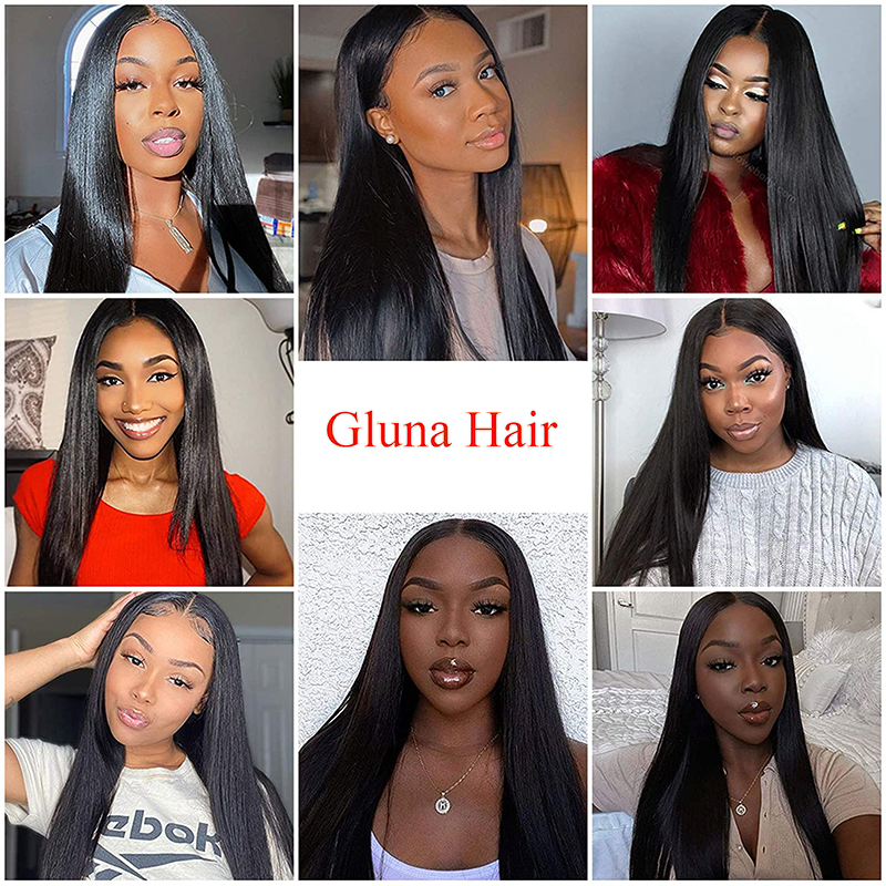 【24"=$159】Gluna 4x4/5x5/6x6 HD Lace Closure Wigs Silk Straight Human Hair Healthy Virgin Hair Pre Plucked With Natural Baby Hair For Women