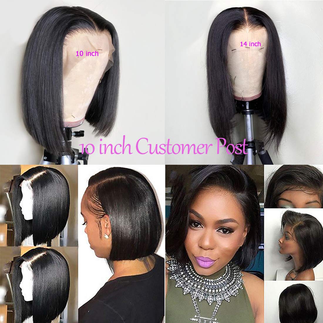 Gluna Hair Short Bob Wigs Straight Human Hair 13x4 5x5 4x4 Lace Frontal/Closure Wigs For Black Women Brazilian Virgin Hair with Baby Hair Pre Plucked Natural Color