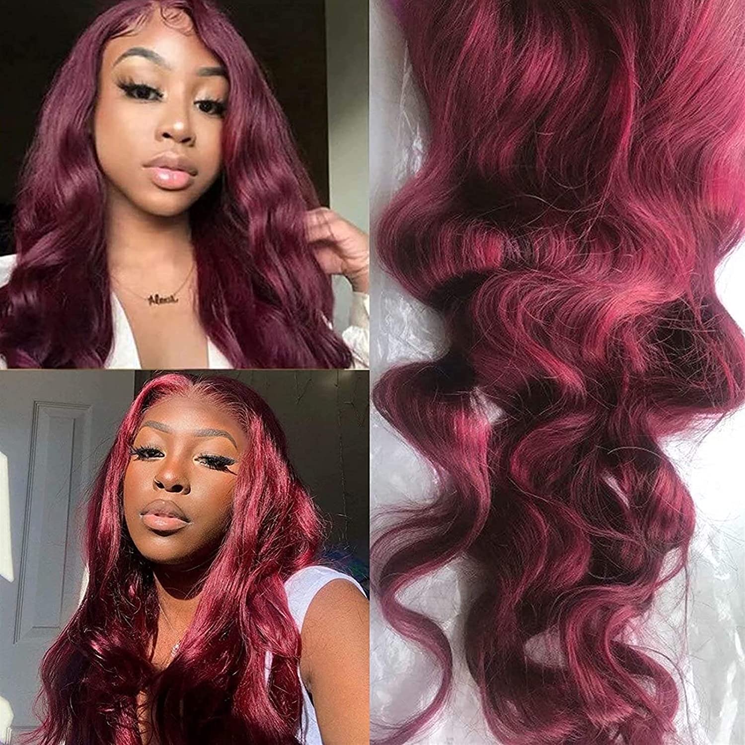 【24"+180%=$159】Gluna 4×4 5x5 Lace Closure Wig 99j Color Body Wave Human Virgin Hair Pre Plucked With Natural Baby Hair