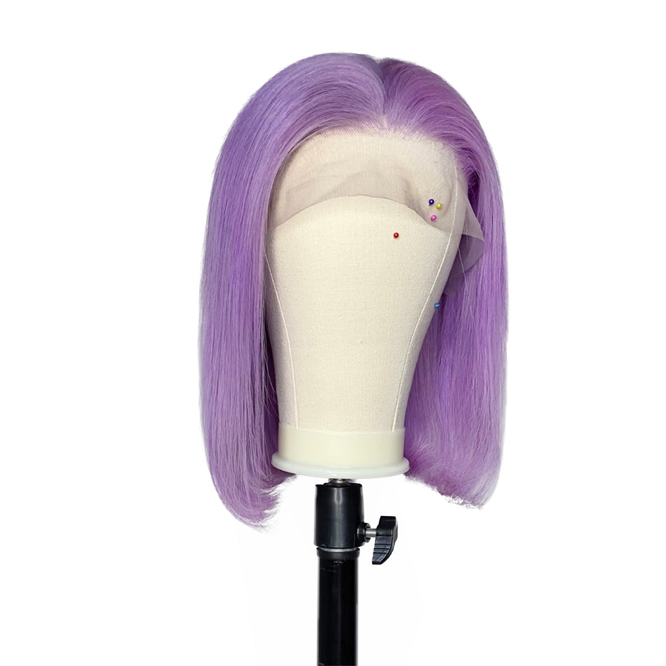 Gluna Hair Transparent Lace Purple Straight Virgin Hair 613 Bob Lace Wig Frontal Unprocessed Human Hair 1Piece