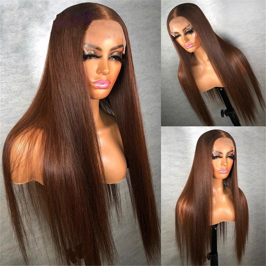 Gluna Glueless Breathable Open Cap Air Wig 4x4/5x5 Lace Closure Wigs Chocolote Brown #4 Color Straight Human Virgin Hair Pre Plucked With Natural Baby Hair